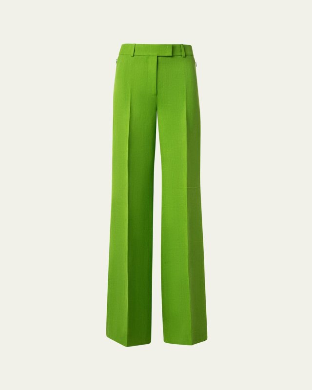 Fior Silk Viscose Shantung Wide Leg Pants